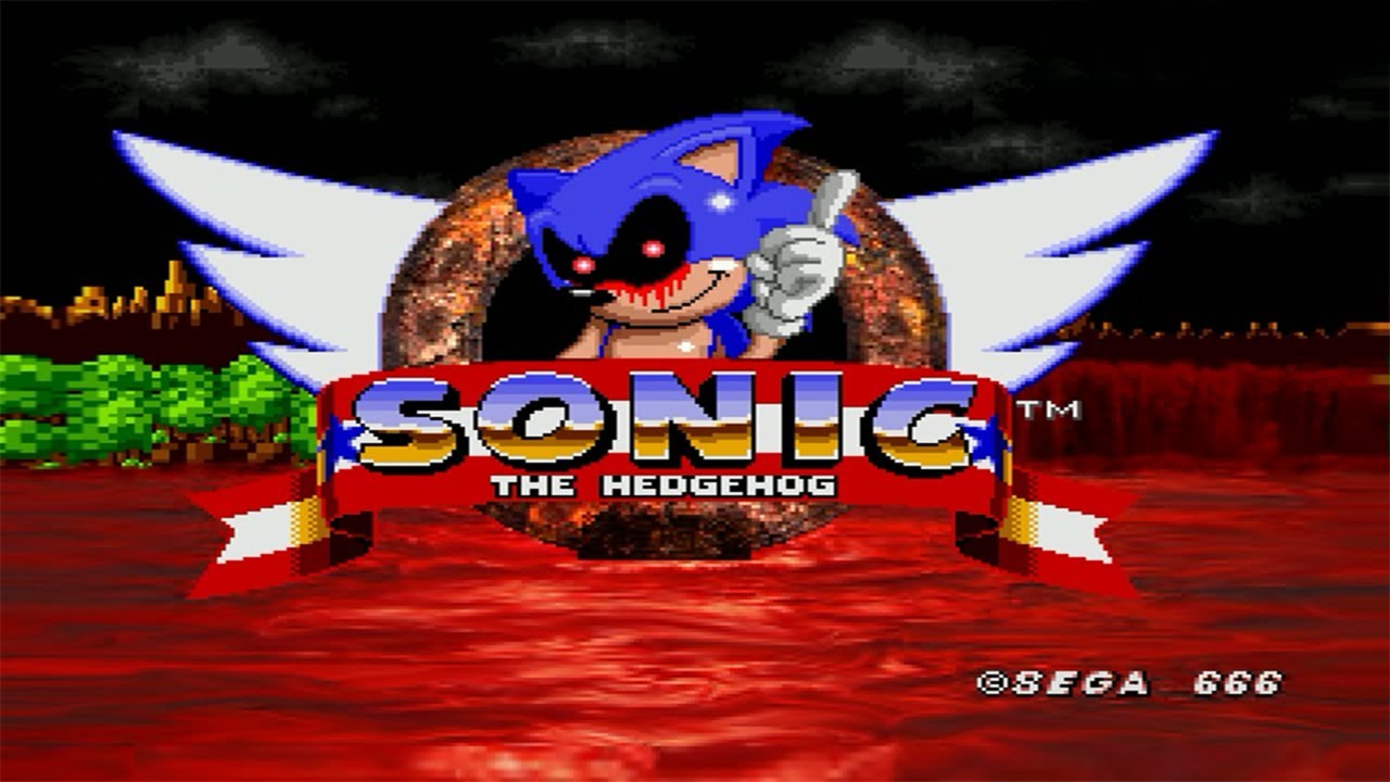 The title screen for the sonic.exe creepypasta game